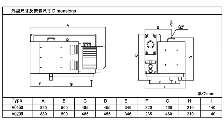 臺冠MLV0160工業旋片式真空泵外觀尺寸 圖